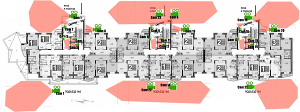 Схема расположения камер в доме №1